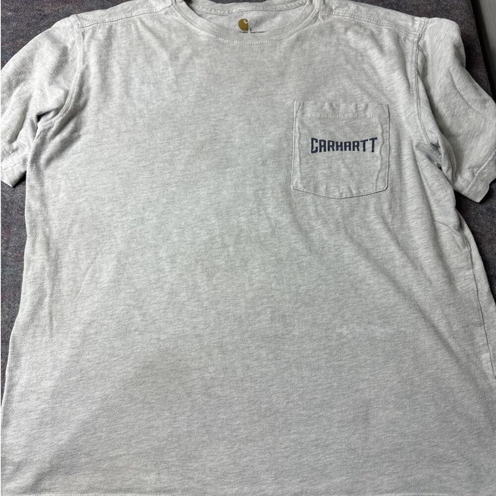 Carhartt Men's Size L Short Sleeve Grey Deer Graphic Tee Front Pocket Workwear
